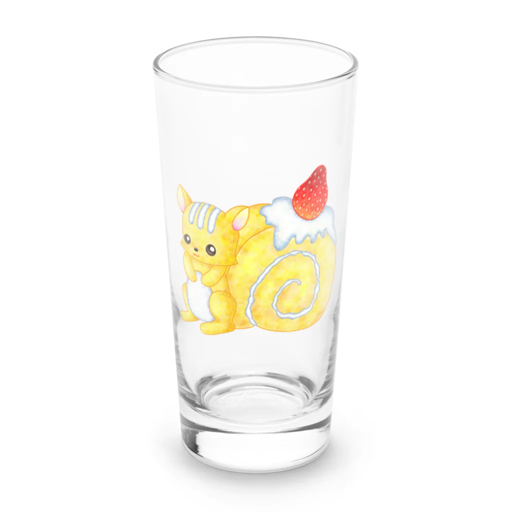 satoayaのアニマルカフェのフードアニマル　ロールケーキリス Long Sized Water Glass :front