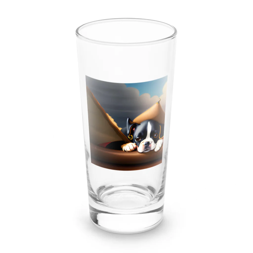 ボステリのお眠りボストンテリア Long Sized Water Glass :front