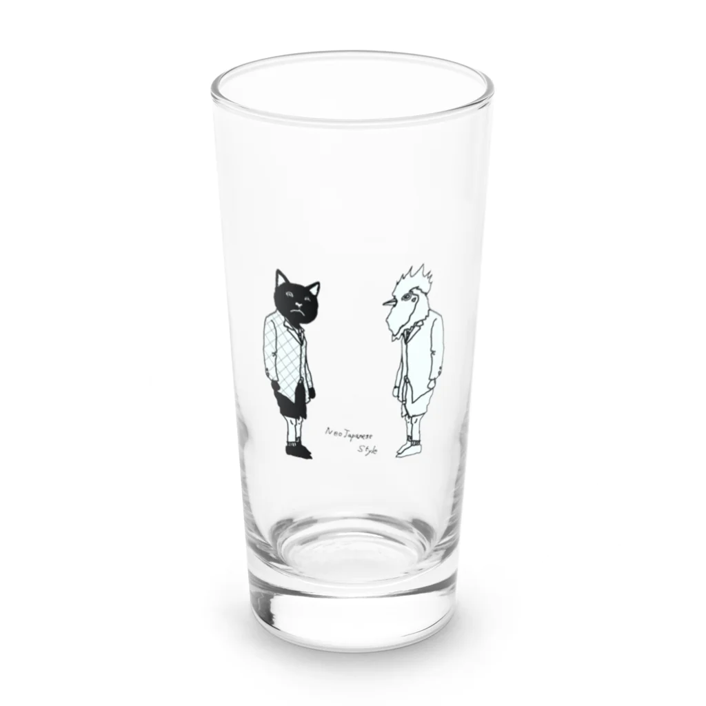 NEOJAPANESESTYLE                               のB_Lack_Cat&Mr.CHICKENHEART Long Sized Water Glass :front