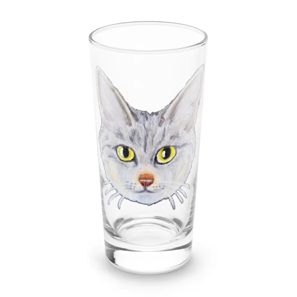 れいにゃん堂&れいにゃあ～と😺のチョークアートのキジトラ猫😸 Long Sized Water Glass :front