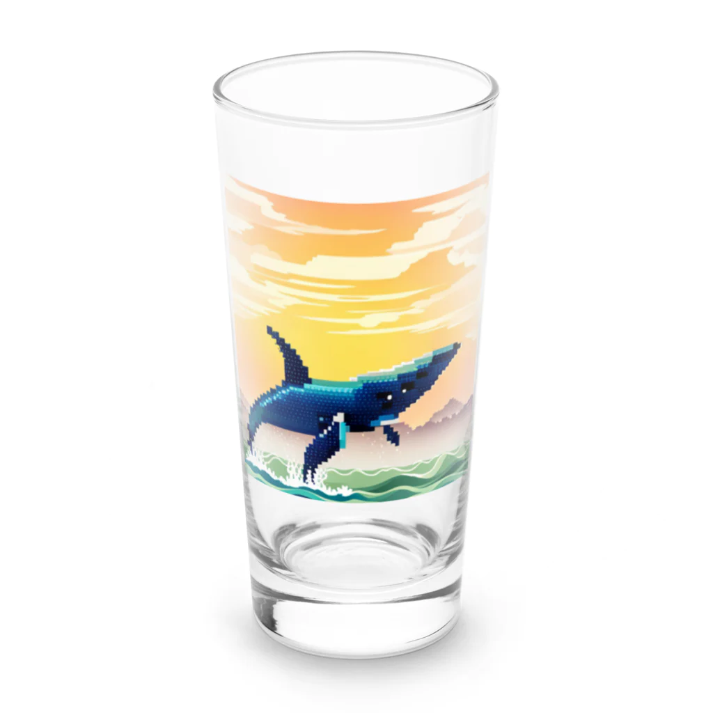 街の雑貨屋さんのドット絵キュートホエールコレクション Long Sized Water Glass :front