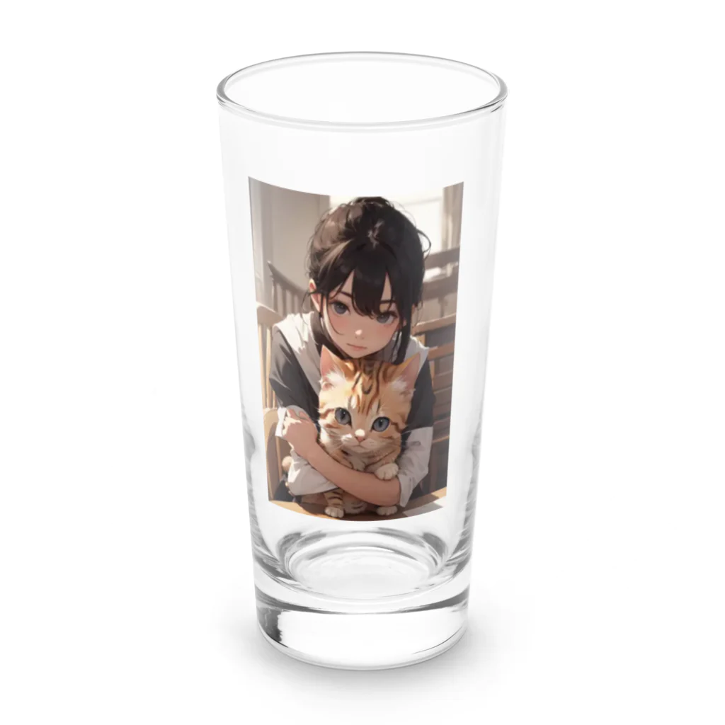 kazu_gのマンチカンを抱く美少女 Long Sized Water Glass :front