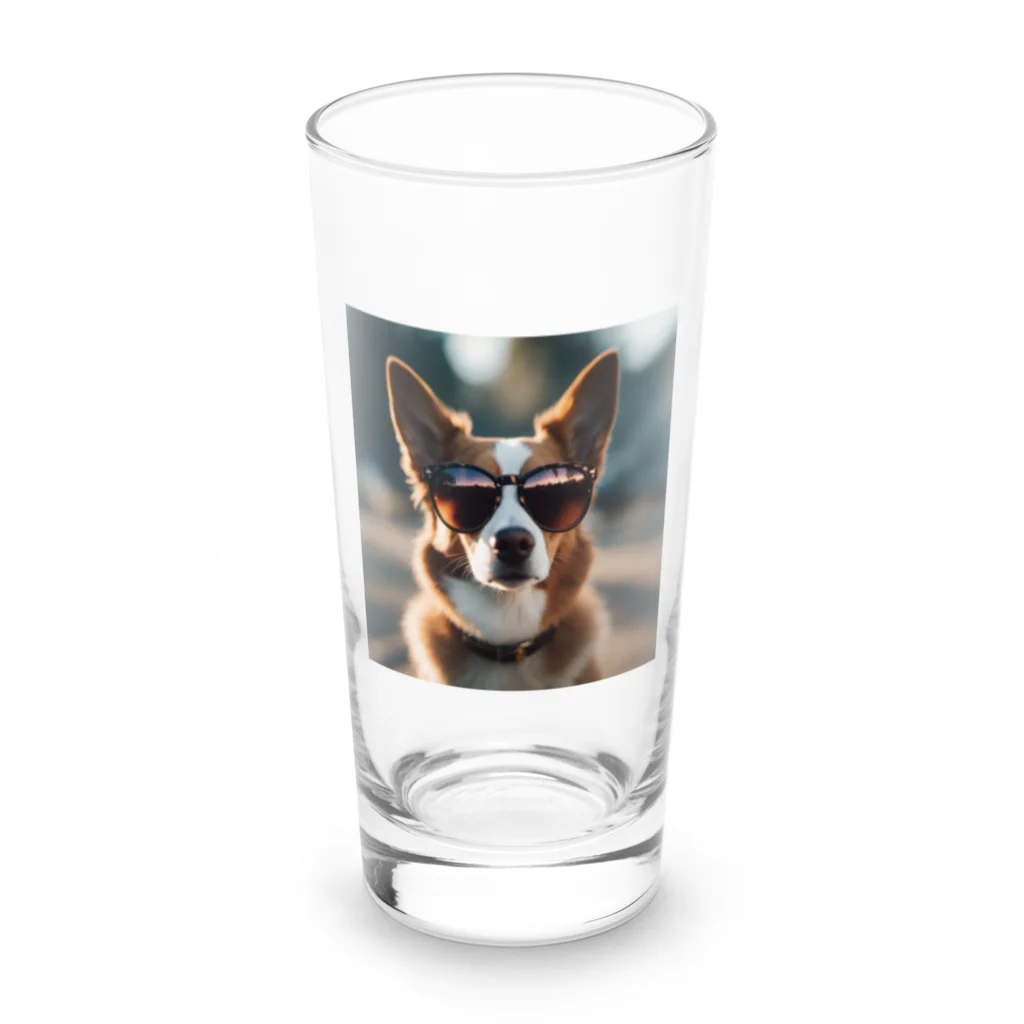 れおん&ぷりんす倶楽部のサングラスをかけたクールな犬 Long Sized Water Glass :front