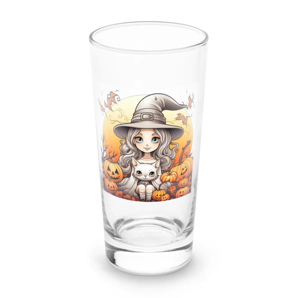 猫キングのかわいい魔女と猫のグッズ Long Sized Water Glass :front