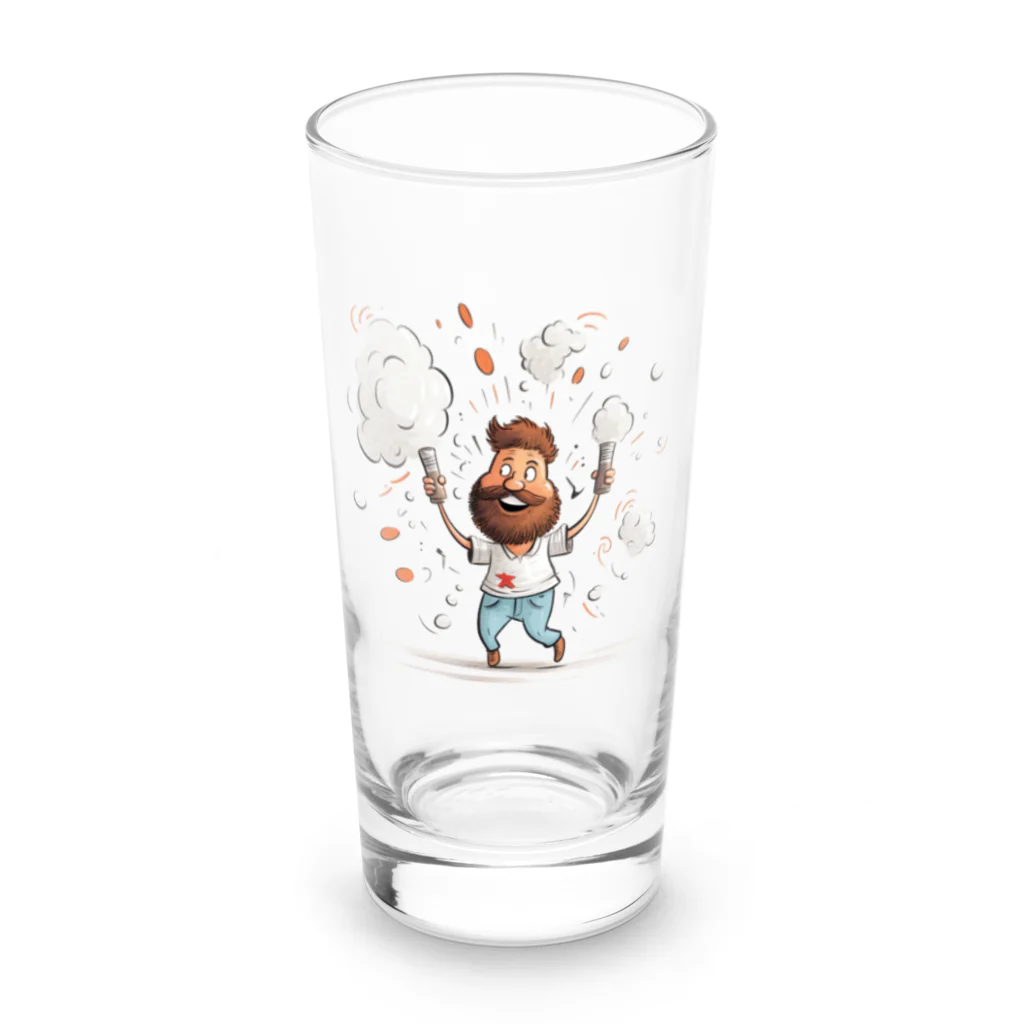 plusBeのおじさんとクラッカー Tシャツ Long Sized Water Glass :front