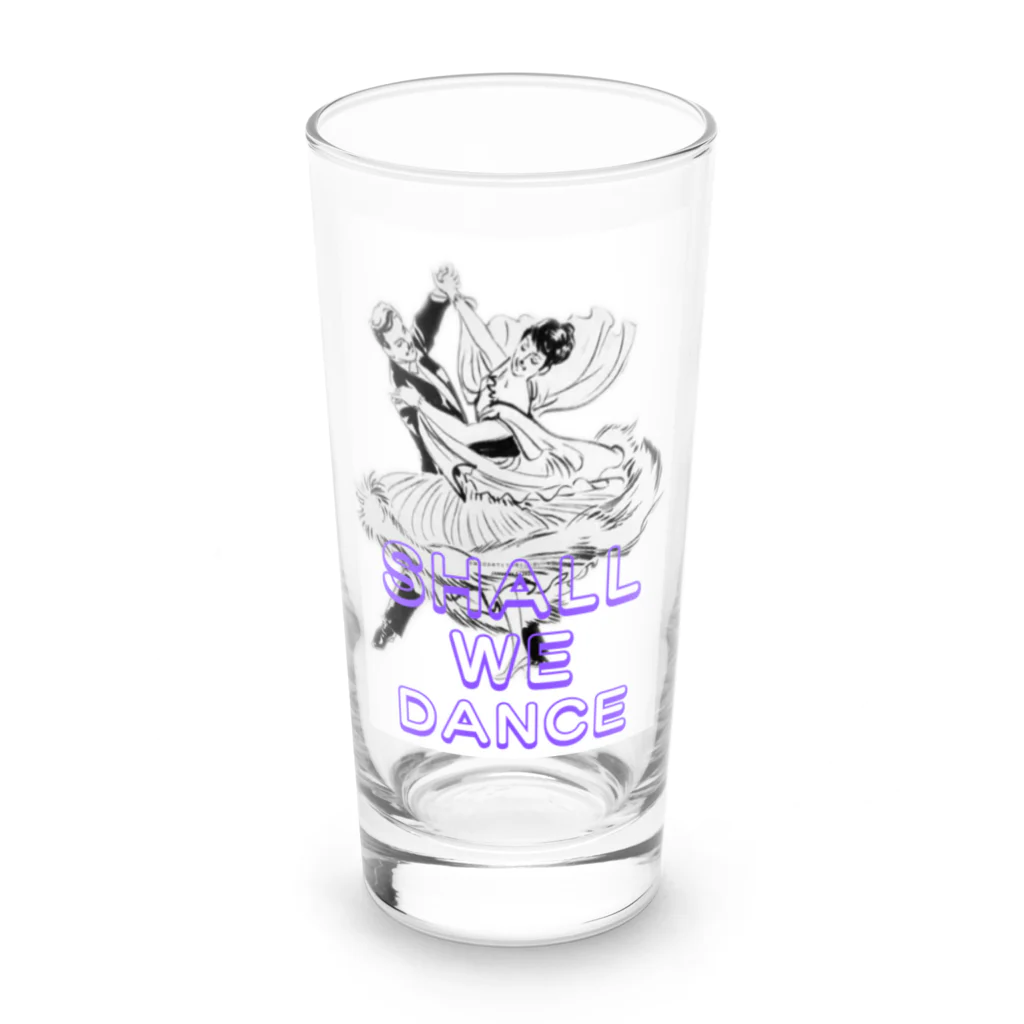 Heart-of-JapneseCultureのShal We Dance（ブルー、白抜き） Long Sized Water Glass :front