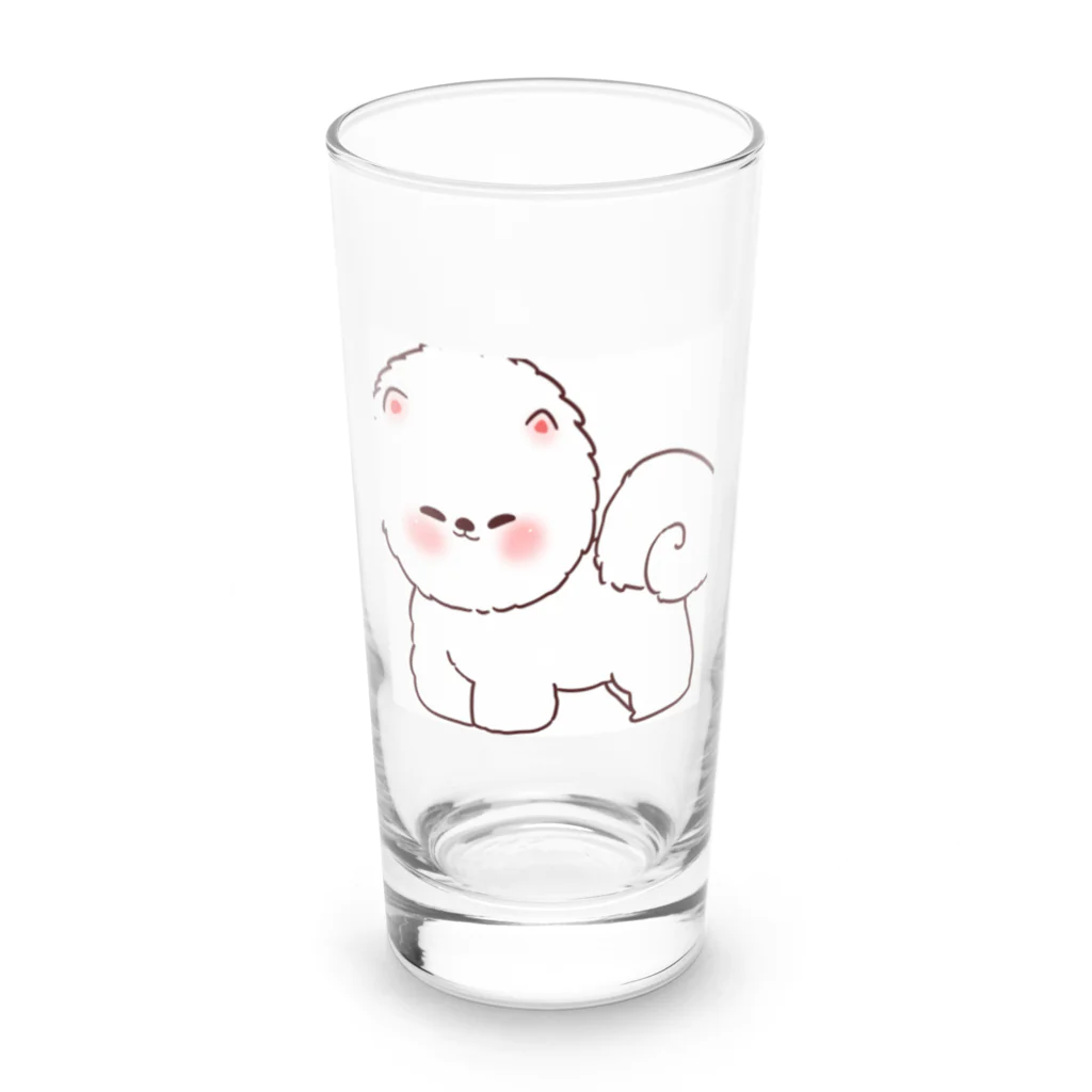 キイロチャンのふわふわの白い犬 Long Sized Water Glass :front