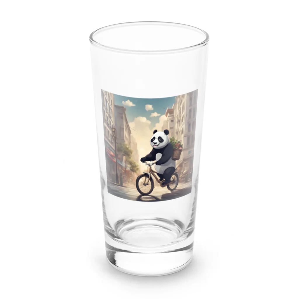 ルノルノの自転車でお買い物パンダくん Long Sized Water Glass :front