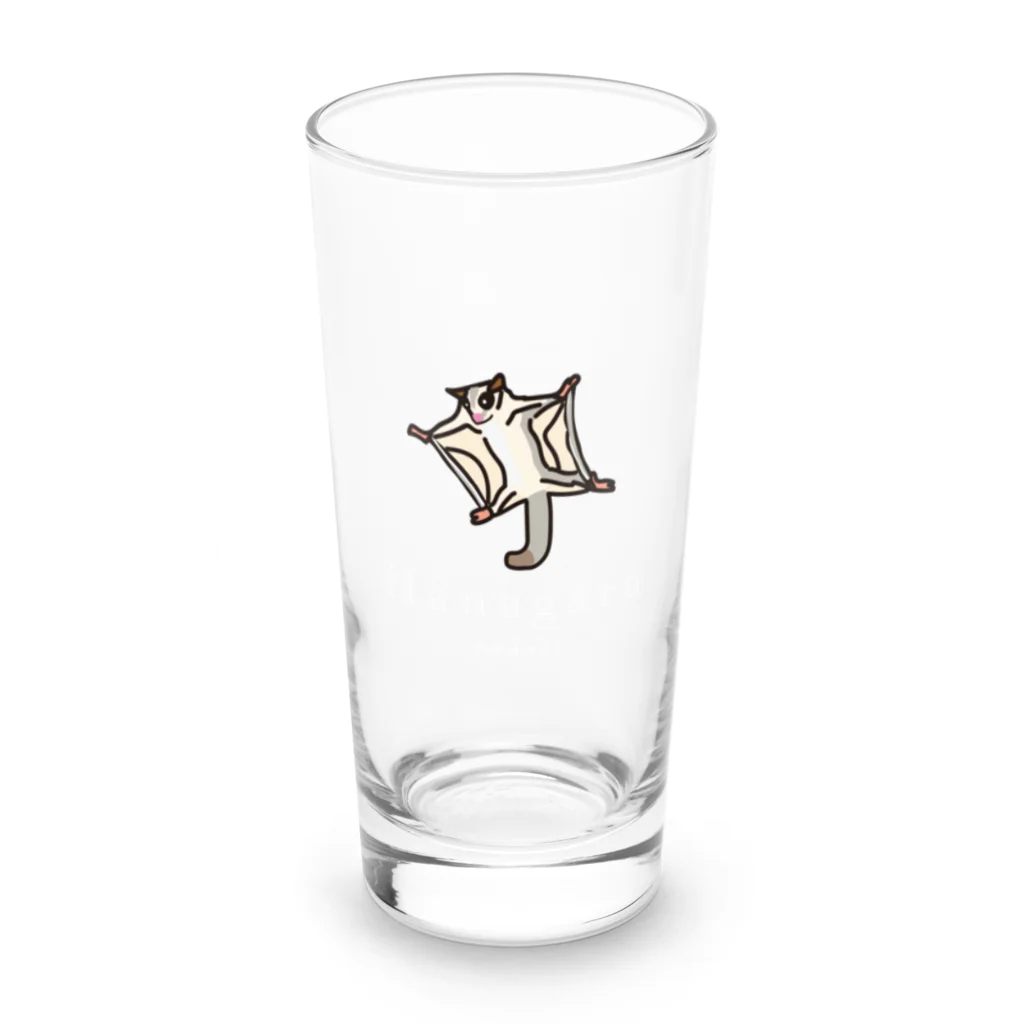 Hanagara animal cafeのモモンガと花柄アニマルカフェのロゴ入り。 Long Sized Water Glass :front