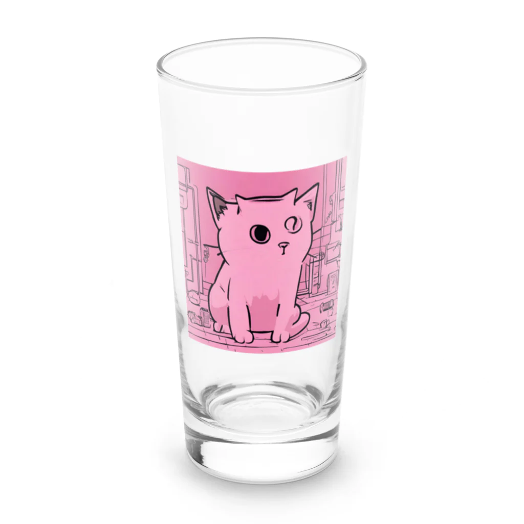 rikanのピンクキャット Long Sized Water Glass :front