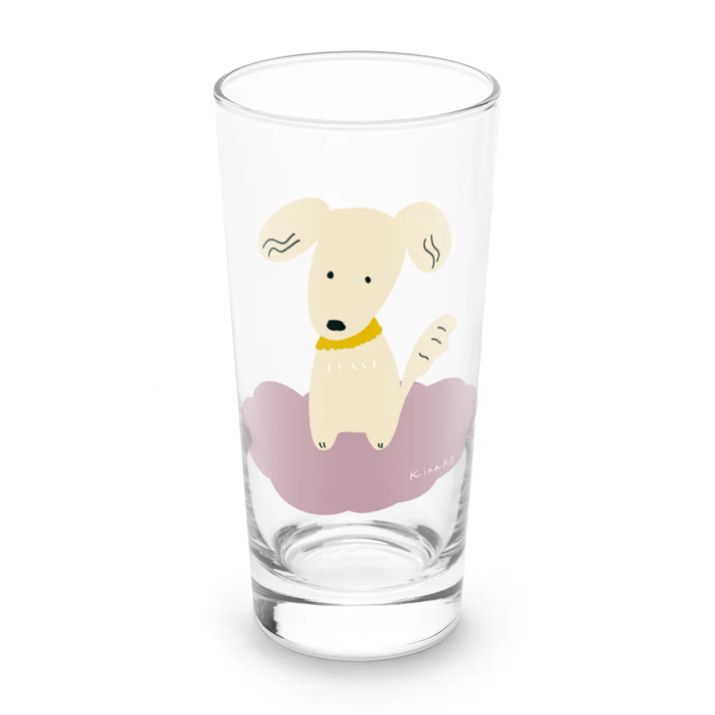 らくがき子さんのものづくり工房の✏️ワンコのきなこさん 〜もふもふ〜／名前あり Long Sized Water Glass :front