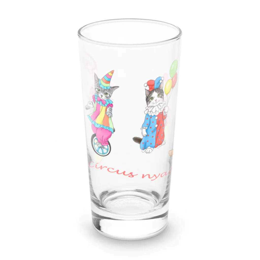 Ａｔｅｌｉｅｒ　Ｈｅｕｒｅｕｘのサーカスにゃんこ　４ピエロにゃんず Long Sized Water Glass :front