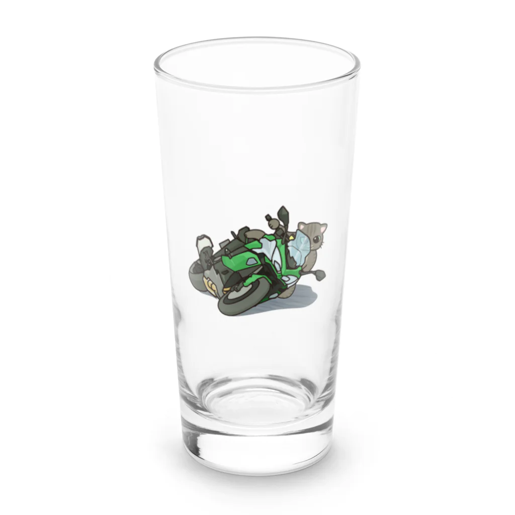 アトリエかののバイクを乗りこなす猫 Long Sized Water Glass :front