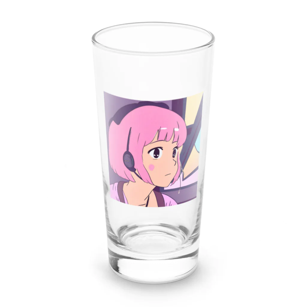 B_possibleのピンク髪の少女 Long Sized Water Glass :front