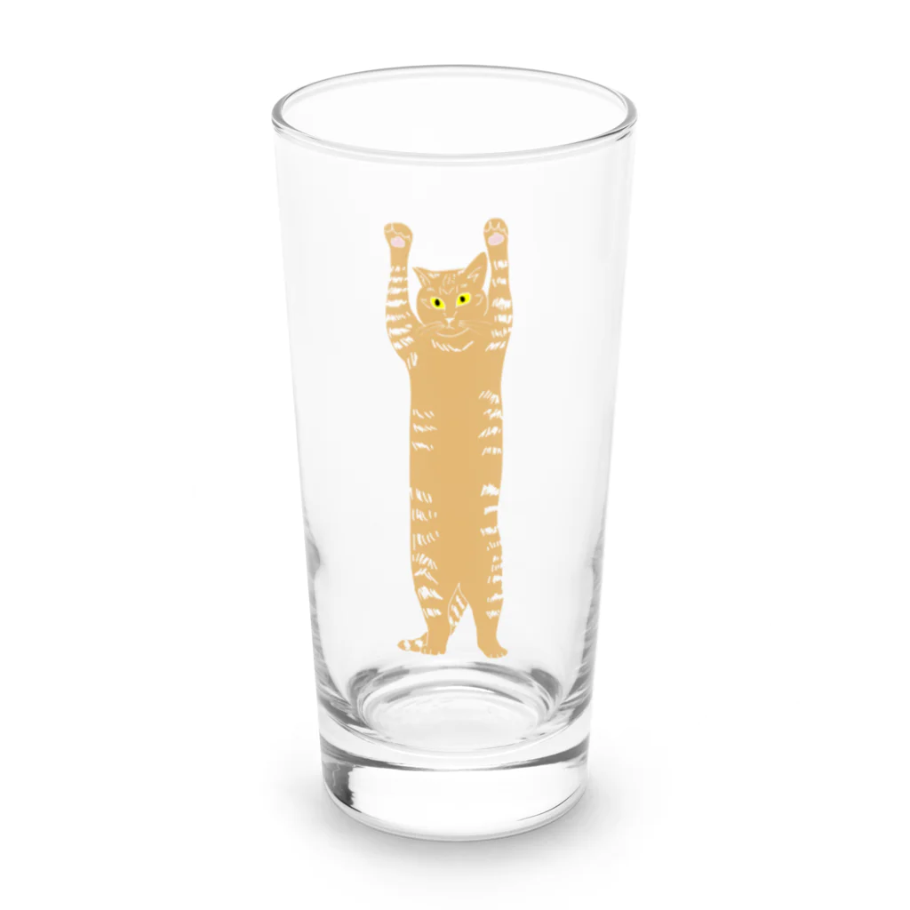 小鳥と映画館のバンザイ猫　クリア Long Sized Water Glass :front