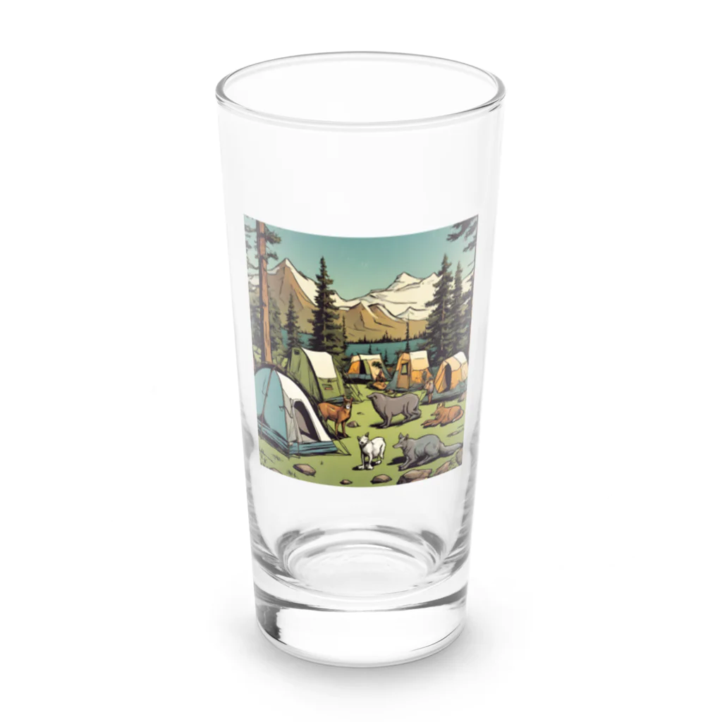 キャラストアのキャンプアニマルズ Long Sized Water Glass :front