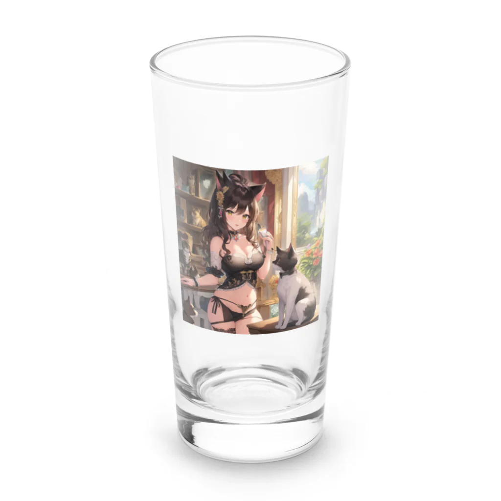 AI Creatorの美少女と猫ちゃん達 Long Sized Water Glass :front