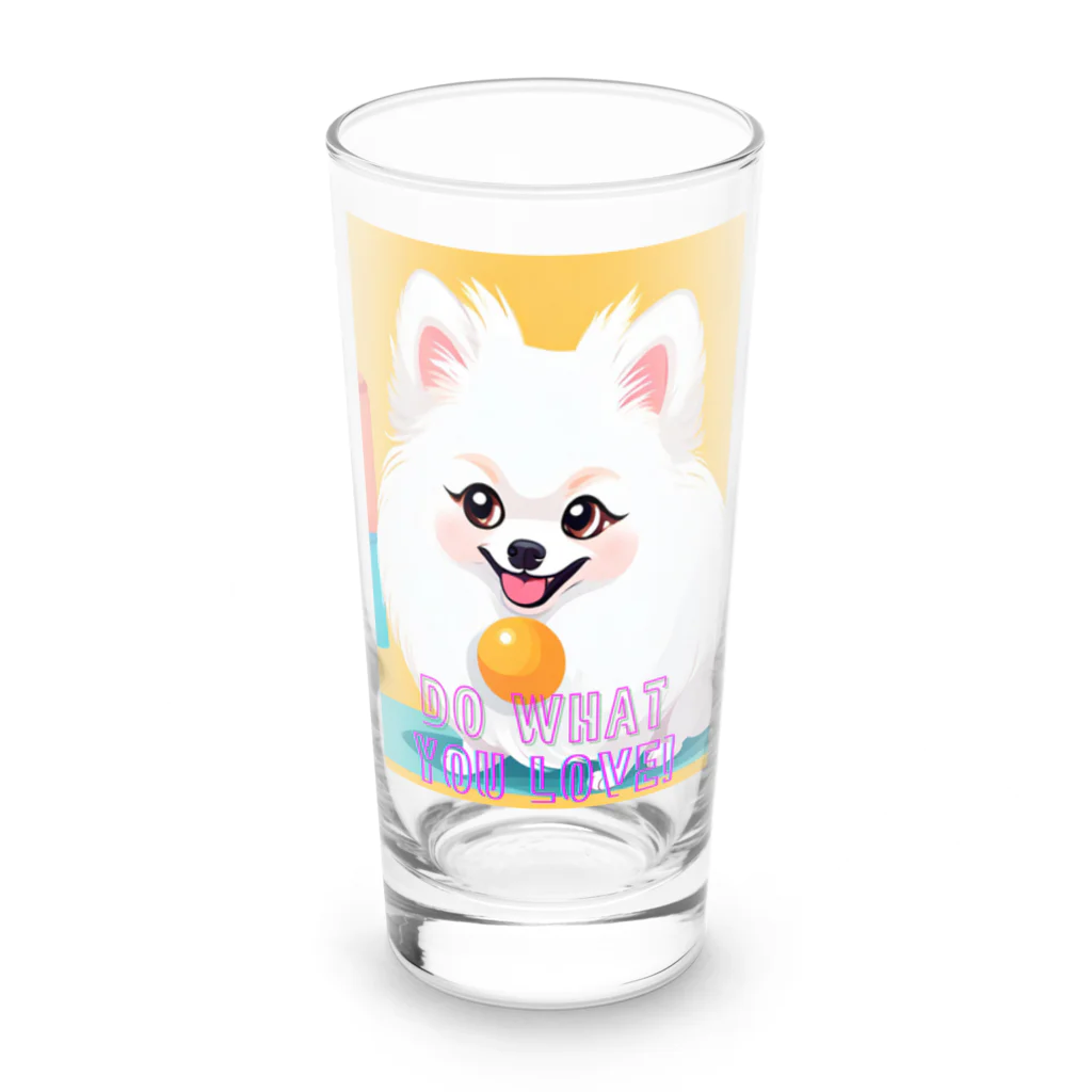 Pom-Dog'sの清楚系白ポメ　ポメ子 Long Sized Water Glass :front