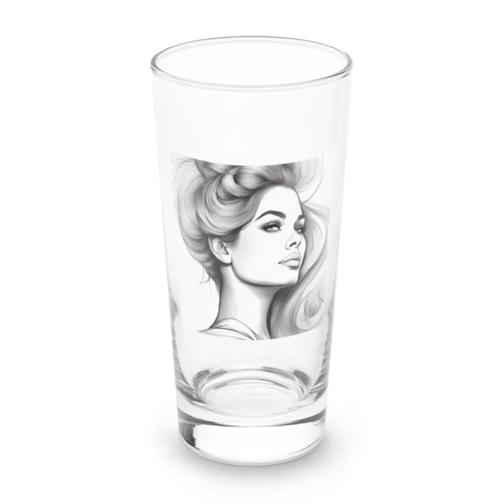 moribouの髪をかき上げる女性アートグッズ Long Sized Water Glass :front