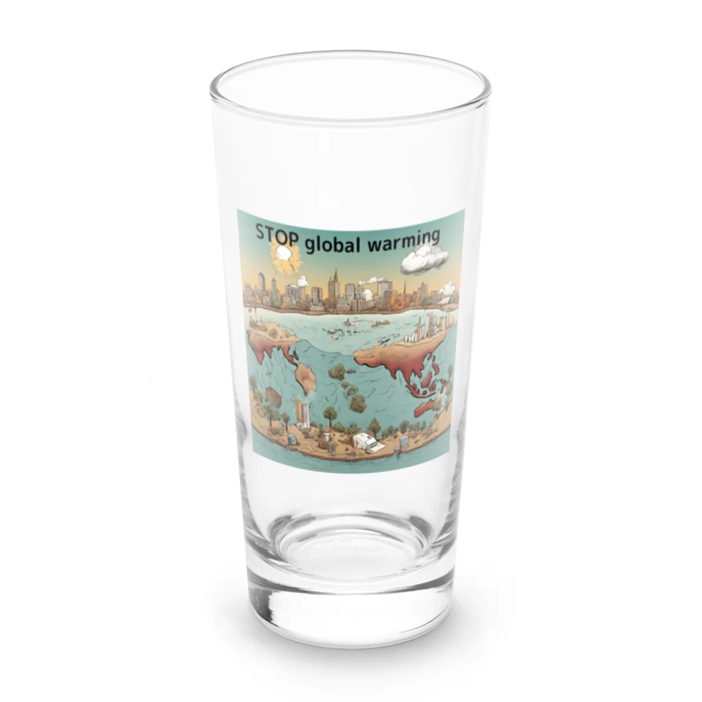 akarityanのstop　地球温暖化 Long Sized Water Glass :front