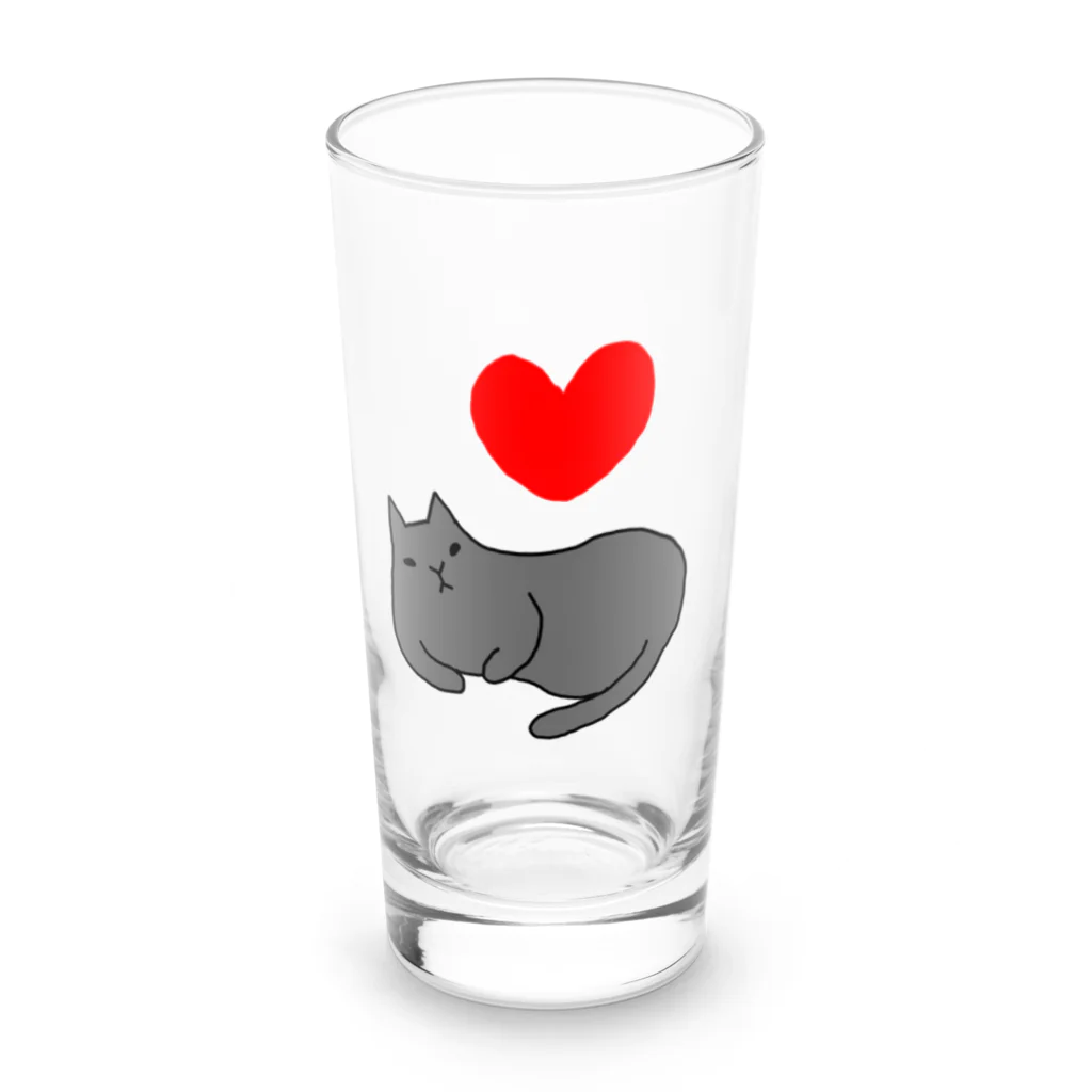 ３２１６のl love クロネコ Long Sized Water Glass :front