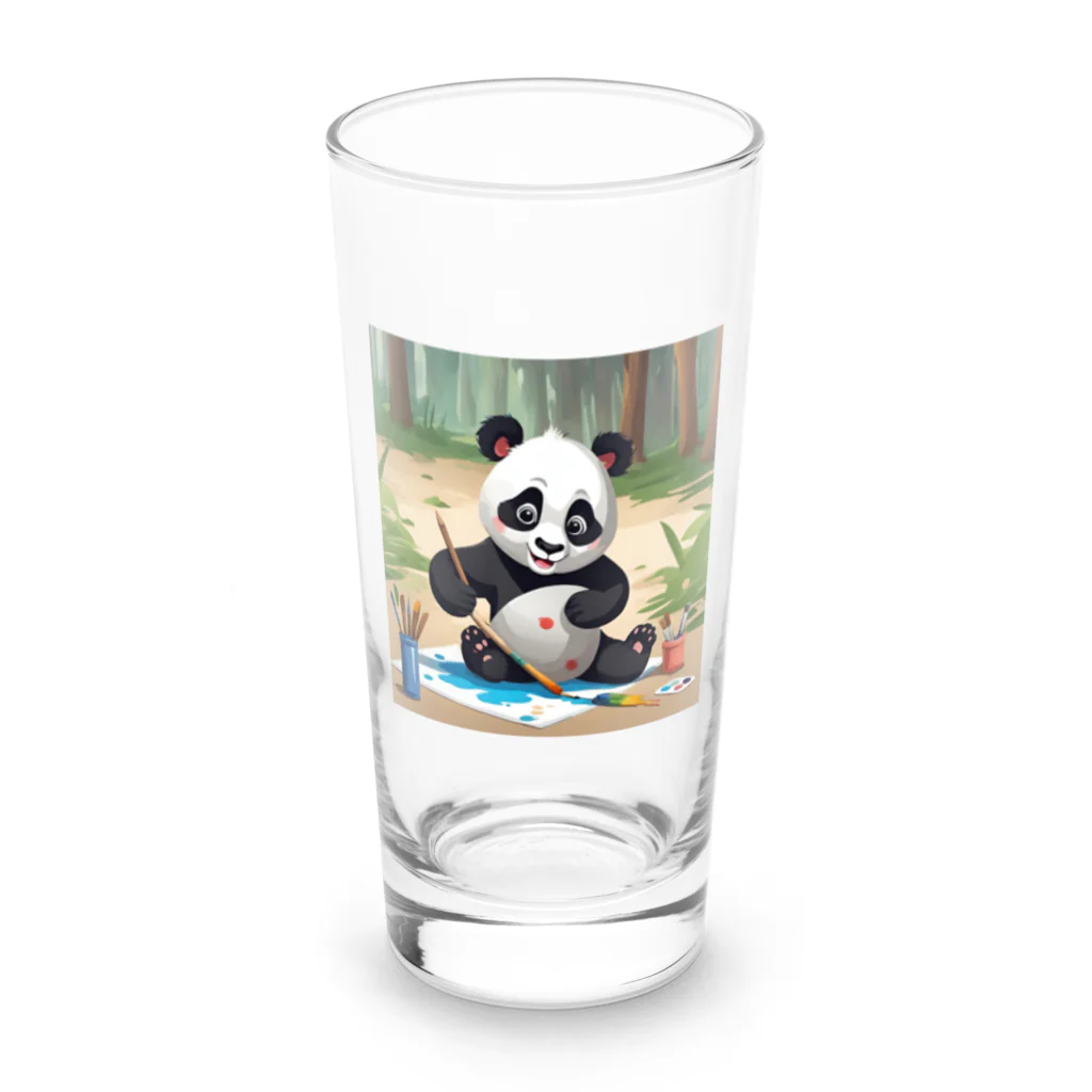 アニマルショップ『自己流』のお絵かきする子どもパンダ Long Sized Water Glass :front