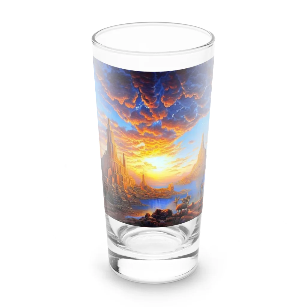 宇宙開発デザイン科の夕陽の中の城 Long Sized Water Glass :front