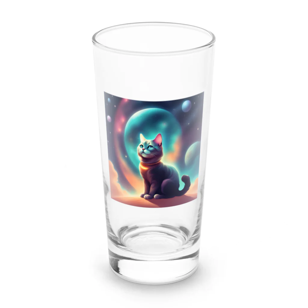 renkanの宇宙に居る猫のイラストグッズ Long Sized Water Glass :front