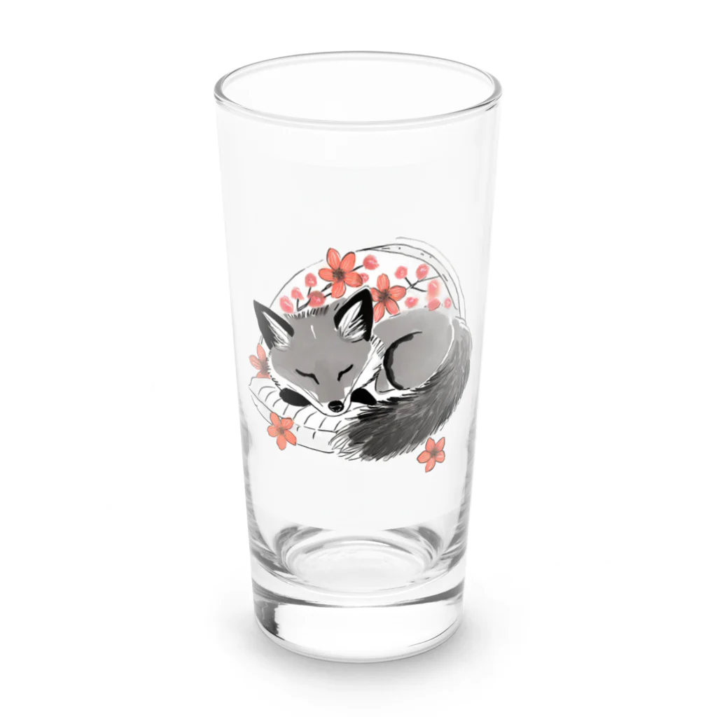 Shihiroの桜と銀ぎつね Long Sized Water Glass :front