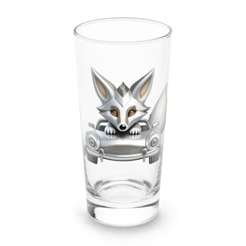 Shihiroの車に乗ったギンギツネ Long Sized Water Glass :front
