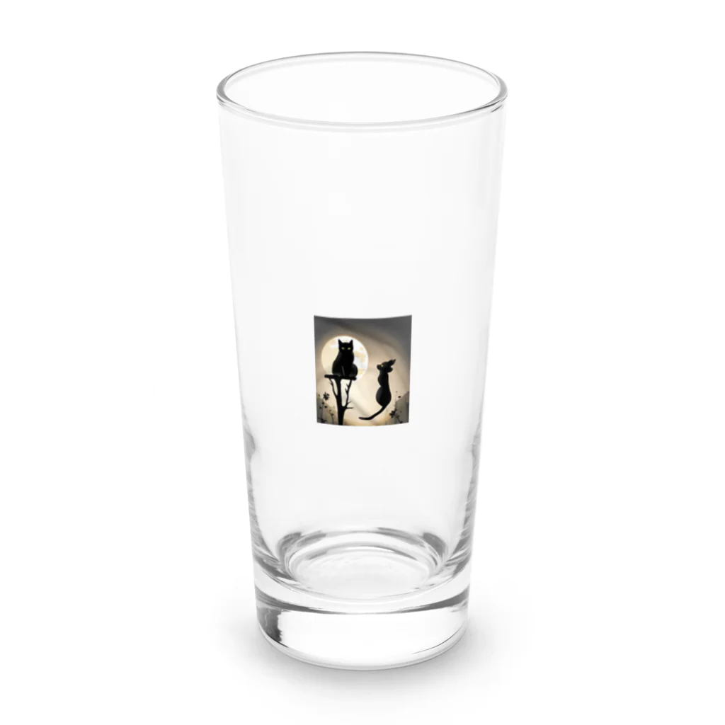 YOKAZE KASUMIの月夜が背景のクールな猫！ Long Sized Water Glass :front