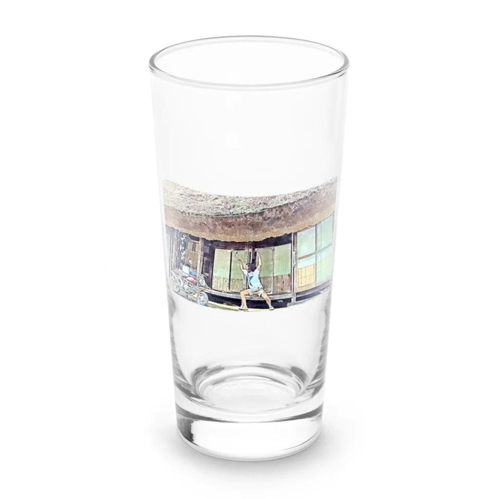 てんてけてんのバイクに威嚇する男 Long Sized Water Glass :front