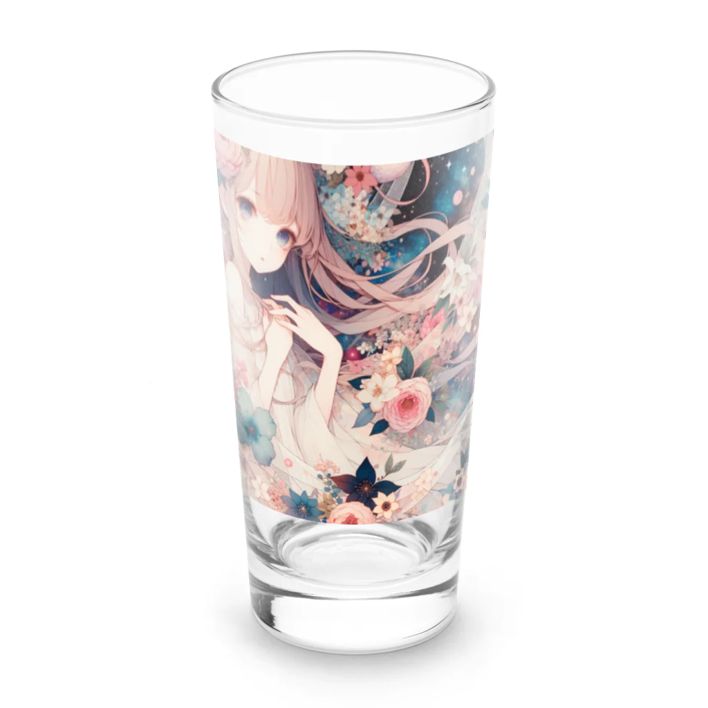 AIと愛とARTのSHOPの花と少女 Long Sized Water Glass :front