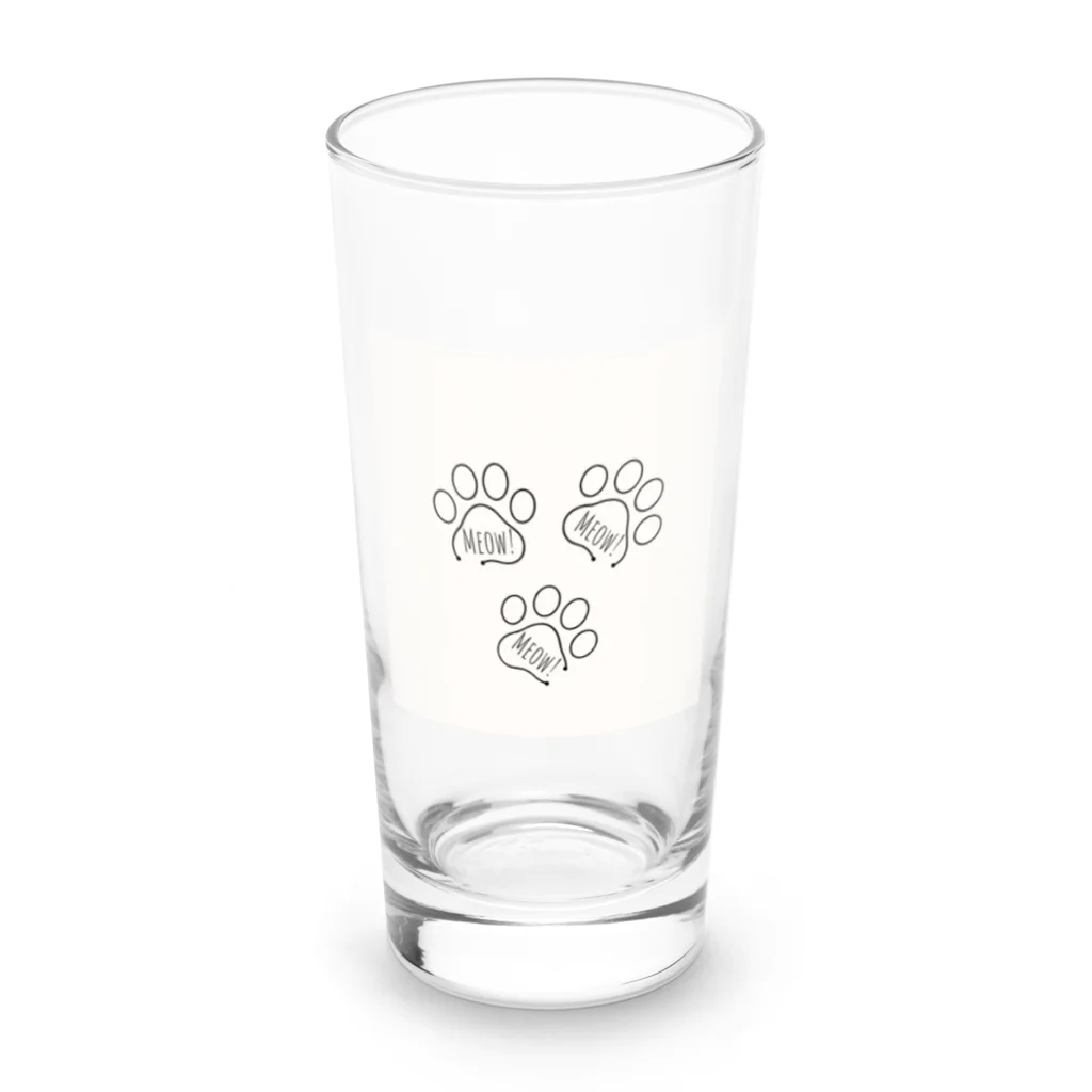 やんちゃ姫🌺の猫ちゃん肉球足あと Meow! Long Sized Water Glass :front