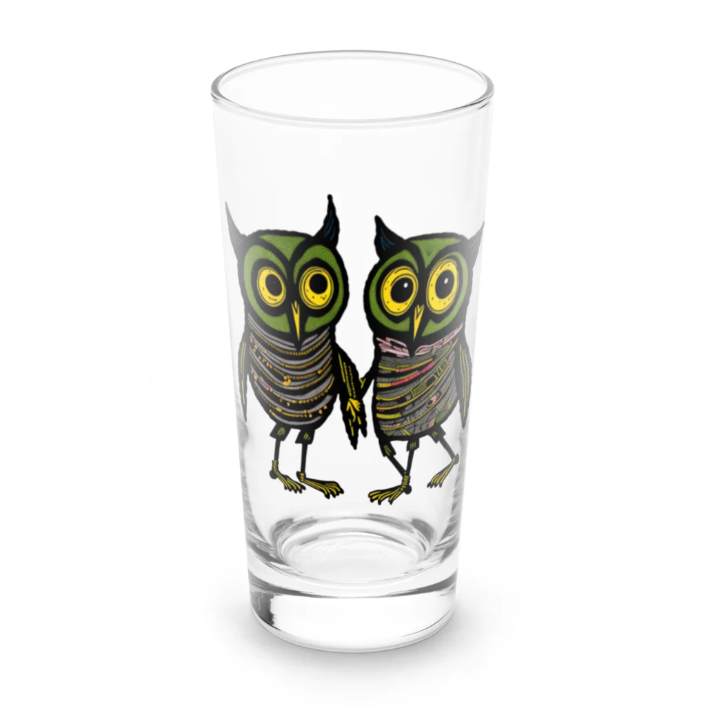 猫魚鳥時々犬等 arte♡のSuccessful Owls ♡ Long Sized Water Glass :front