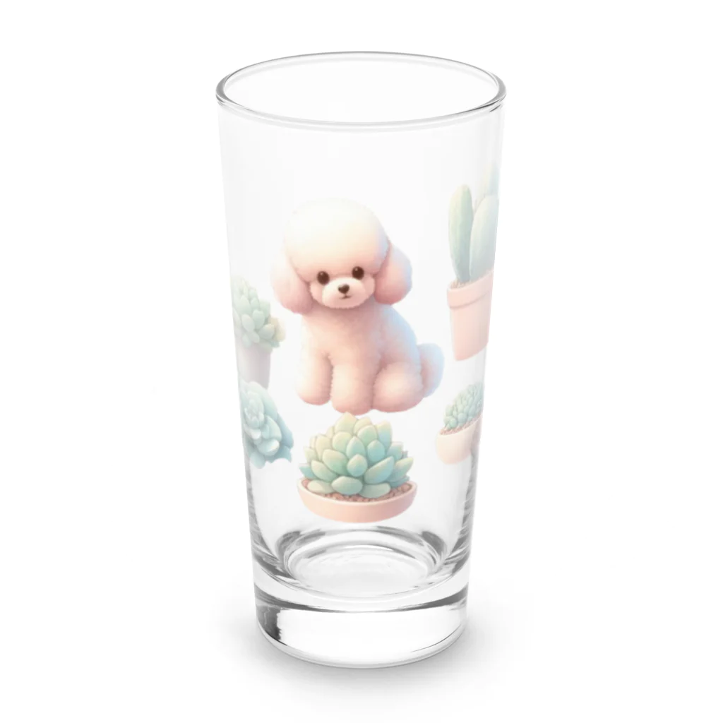 わんにゃんsucculentのトイプーと多肉植物 Long Sized Water Glass :front