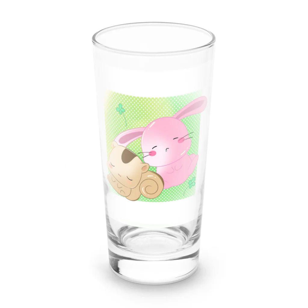 MONACAのお昼寝 うさぎとリス Long Sized Water Glass :front