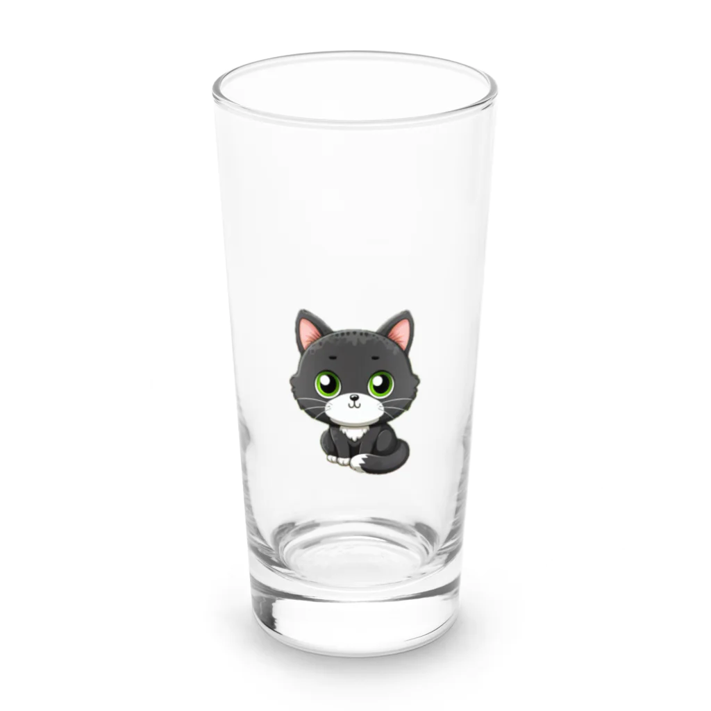 にゃんたれのグレーマーブル・ハチワレ仔猫コレクション Long Sized Water Glass :front