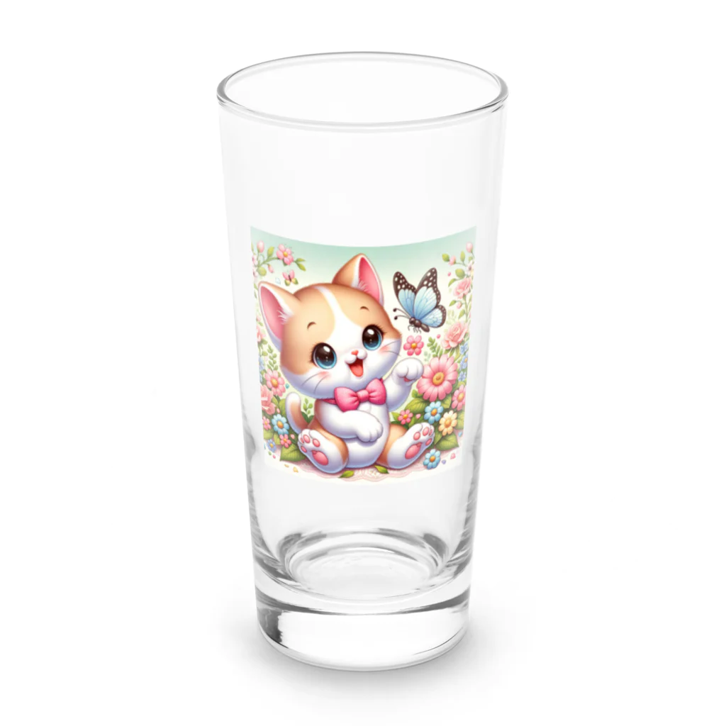 Enigma_Whispererのリボン子猫 Long Sized Water Glass :front