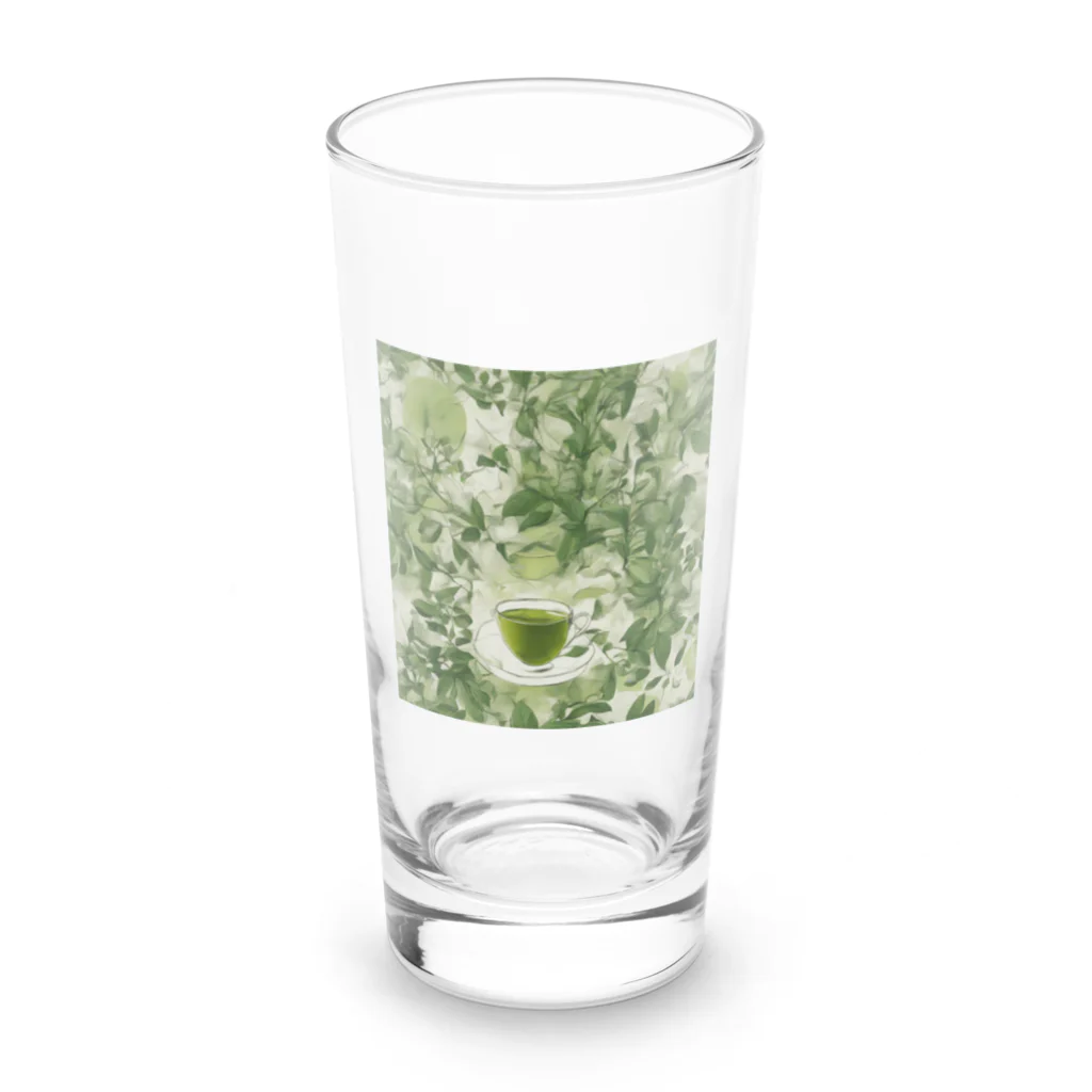 千裕アトリエ（いつもありがとう）のグリーンティーのアート　green tea art Long Sized Water Glass :front