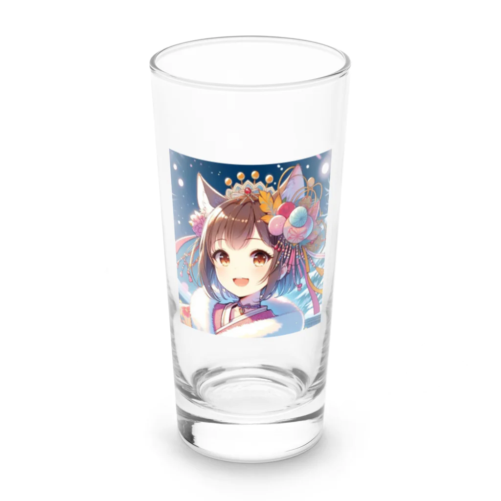 Happy Hub"（ハッピー・ハブ）の猫ギャル振り袖 Long Sized Water Glass :front