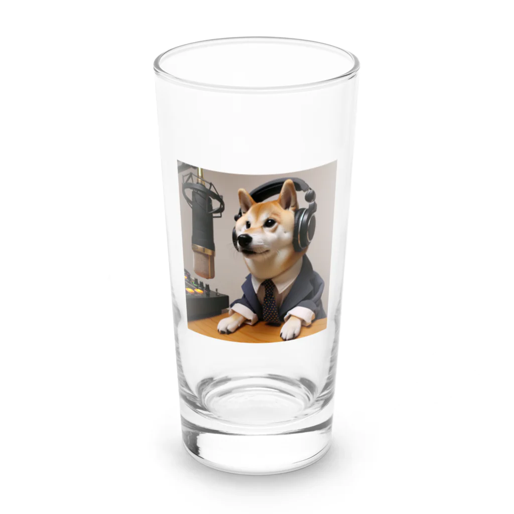 0416artの柴犬ラジオ Long Sized Water Glass :front