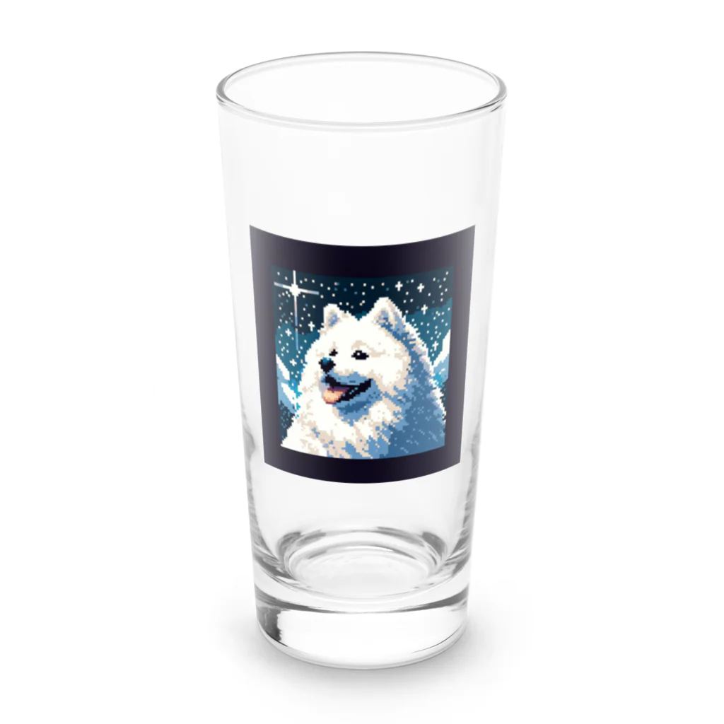 あにどっとの白い犬のドット絵 Long Sized Water Glass :front
