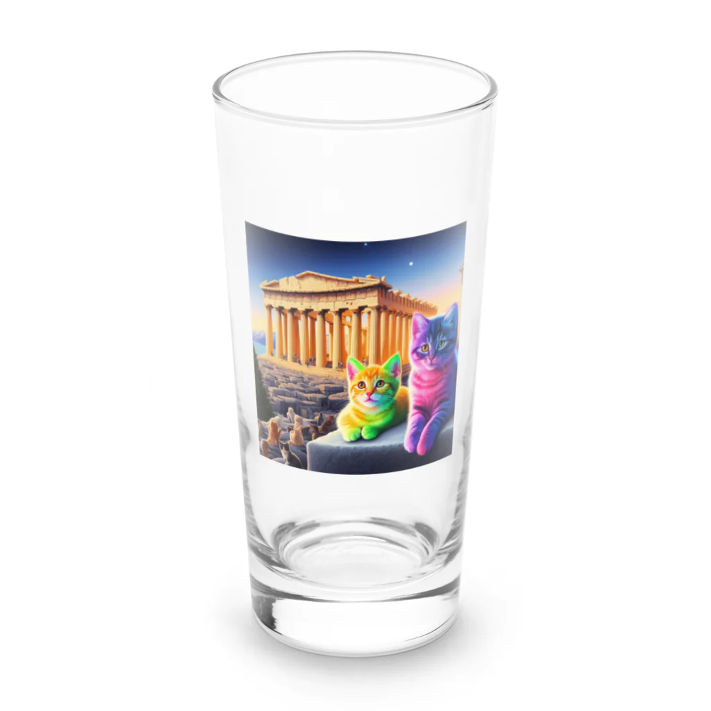ニャーちゃんショップのパルテノン神殿のキャッツ Long Sized Water Glass :front