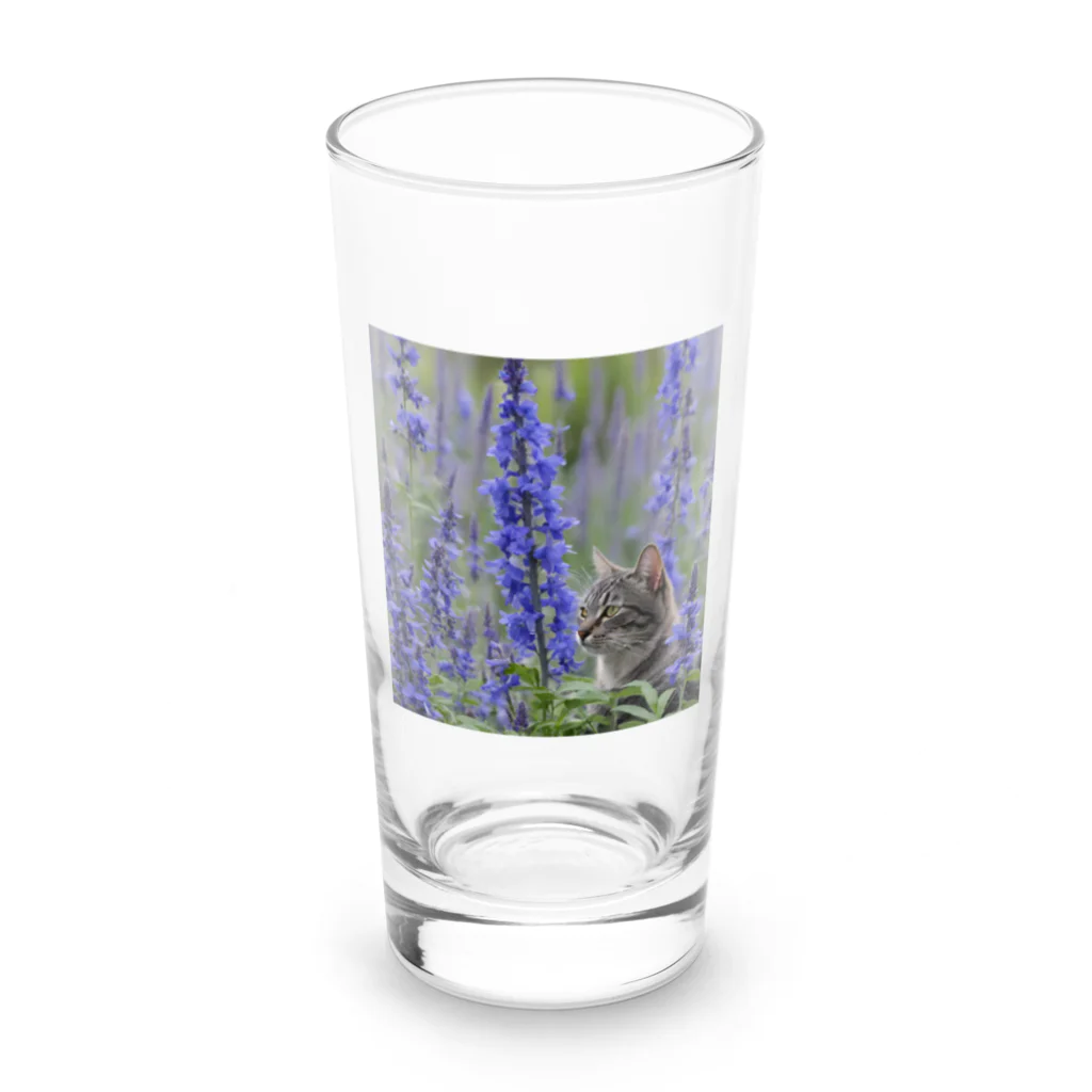 capcat1919のラベンダー猫 Long Sized Water Glass :front