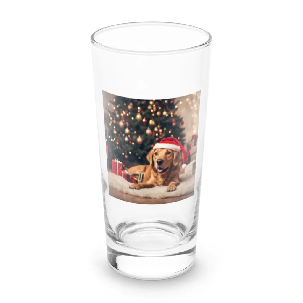 yumena_のクリスマスを満喫する犬 Long Sized Water Glass :front