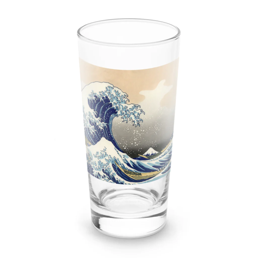 浮世絵屋の北斎「富嶽三十六景①　神奈川沖浪裏」葛飾北斎の浮世絵 Long Sized Water Glass :front