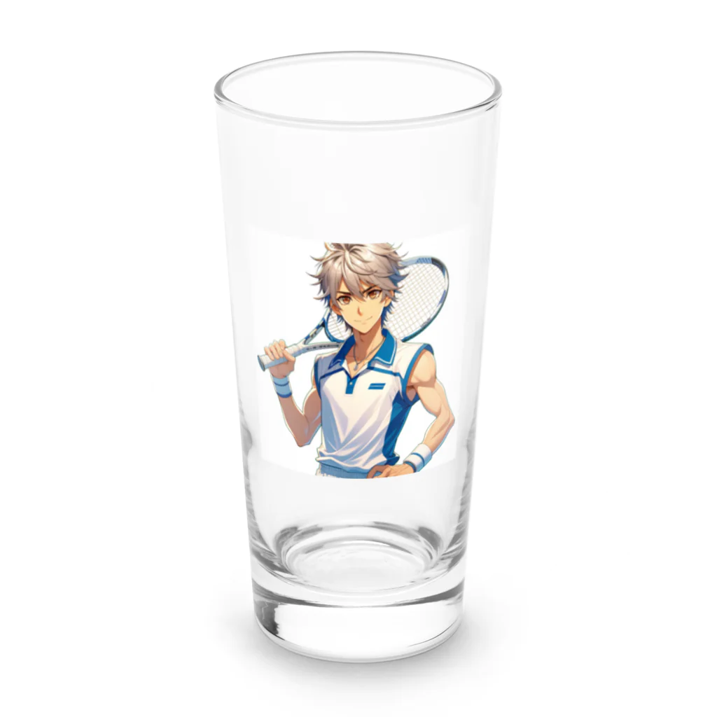 セキネ動画編集者@sun-light-webのテニスプレイヤーTakashiくん Long Sized Water Glass :front