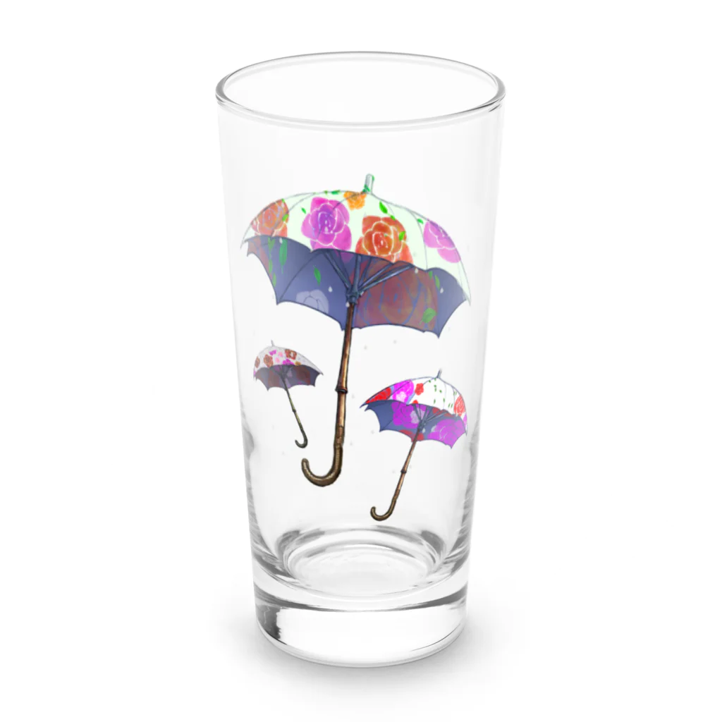 月夜のタツノオトシゴのwalking in the rain Long Sized Water Glass :front