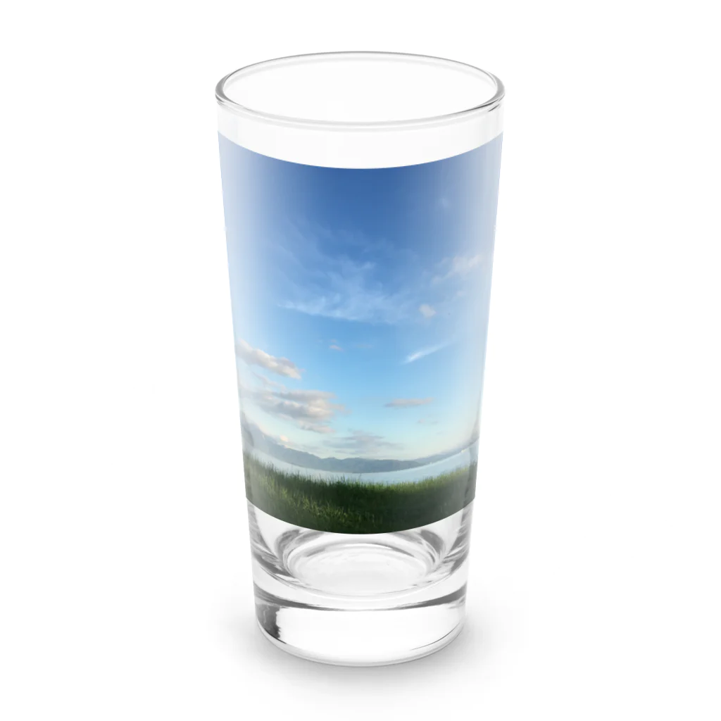 ブルームーンのあおぞらとびわこにいやされます。 Long Sized Water Glass :front